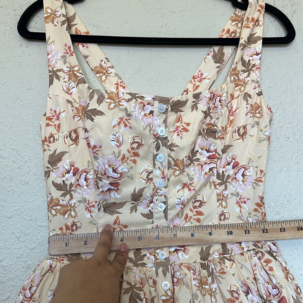 House of CB 'Alba' Honeyflower Priint Gathered Cotton Midi Dress NWOT size S - Picture 6 of 17
